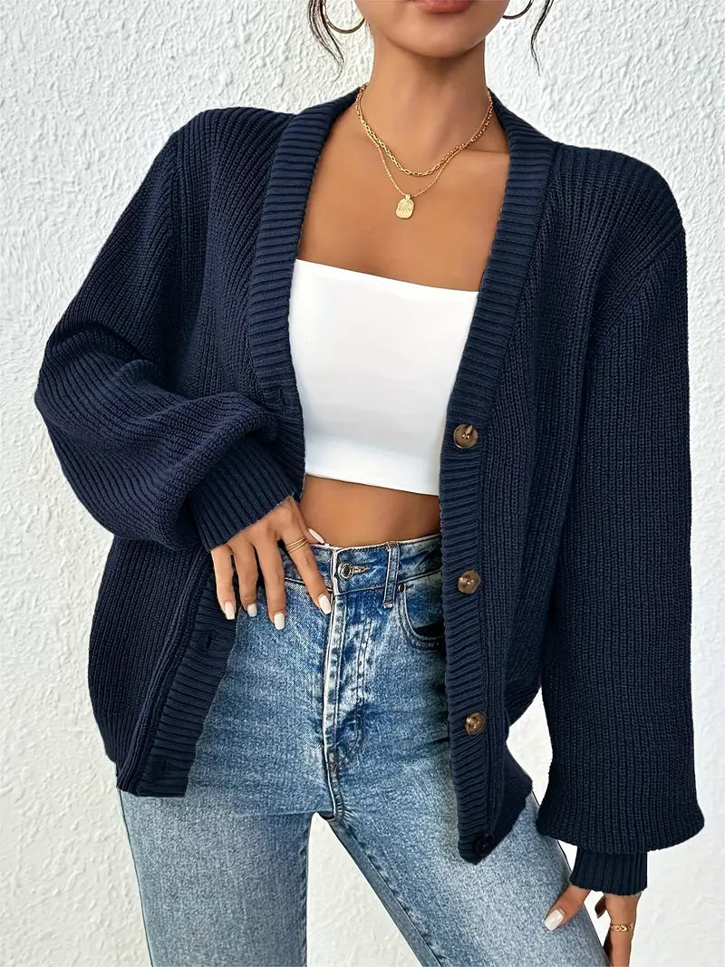 Women's Buttoned Cardigan | Ribbed