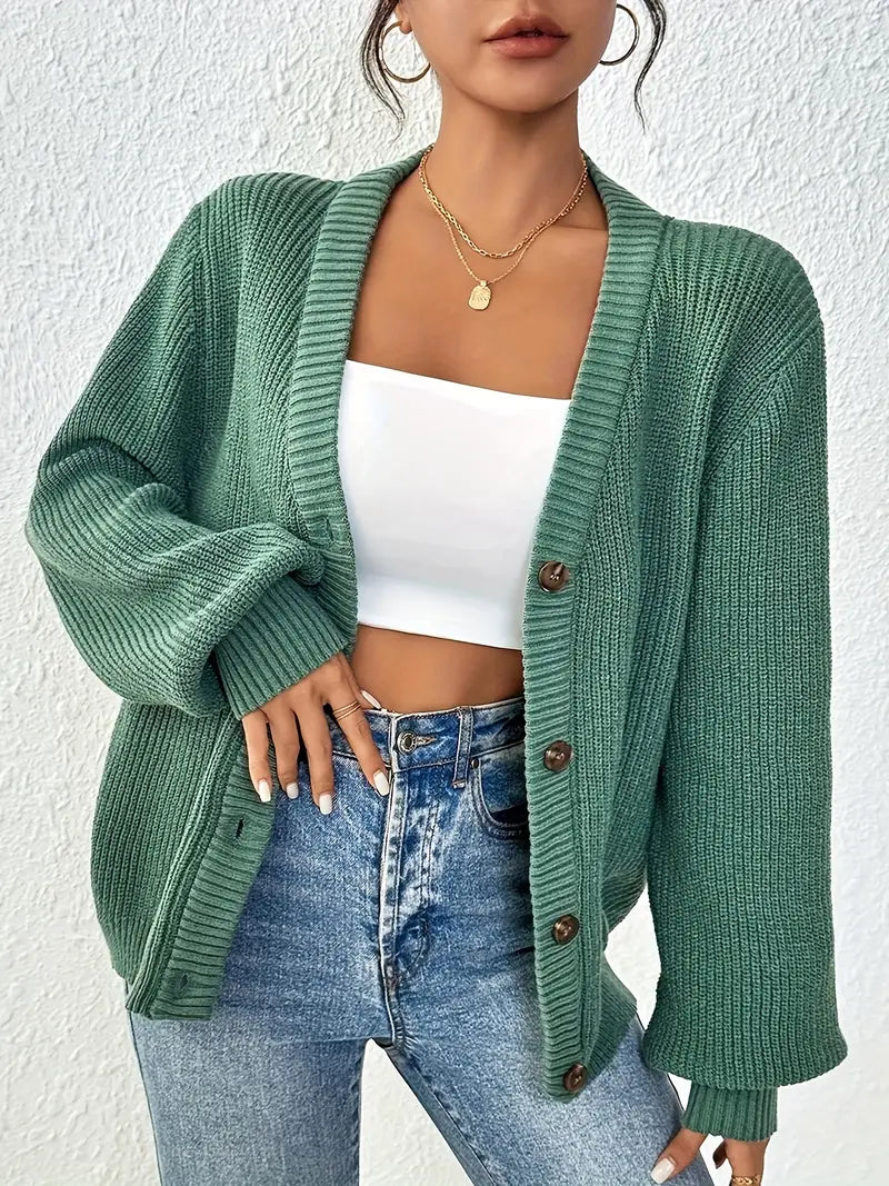 Women's Buttoned Cardigan | Ribbed