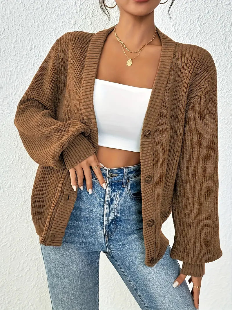 Women's Buttoned Cardigan | Ribbed