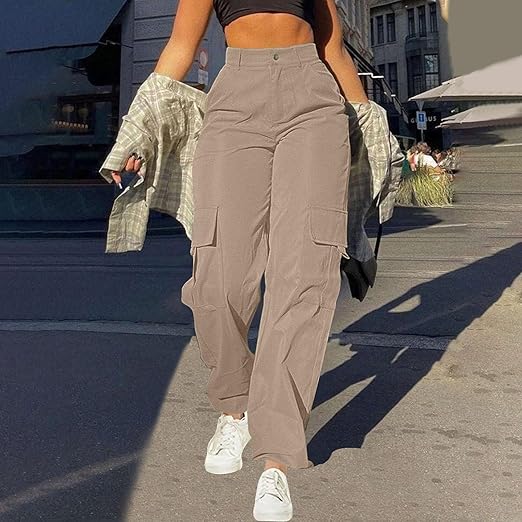 Cargo-byxor för kvinnor | Hög midja