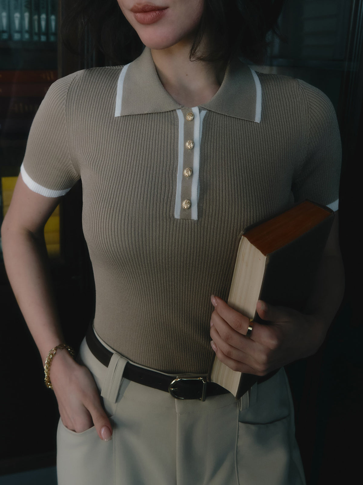 Women's Polo with Contrast Lining | Buttoned