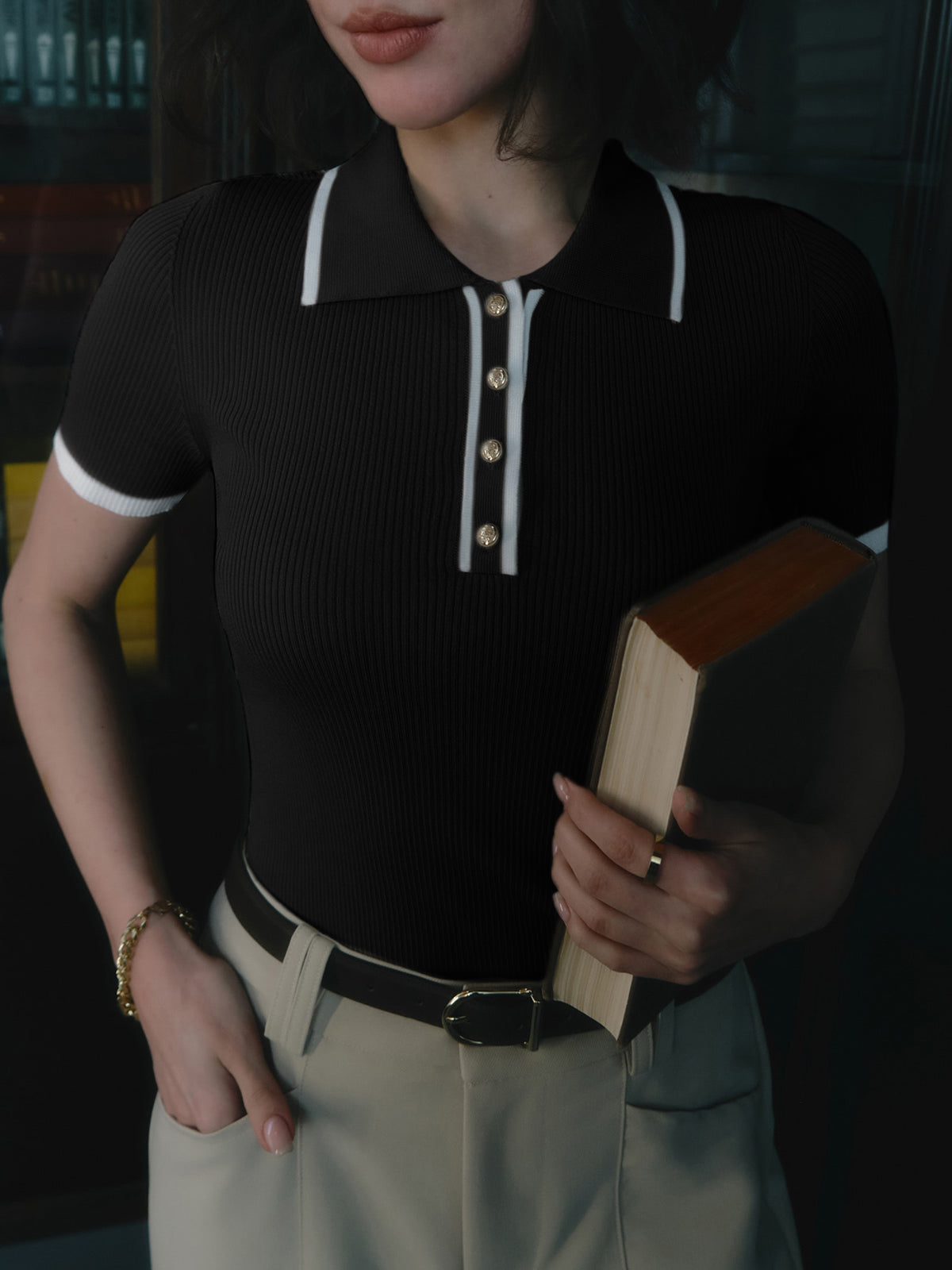 Women's Polo with Contrast Lining | Buttoned