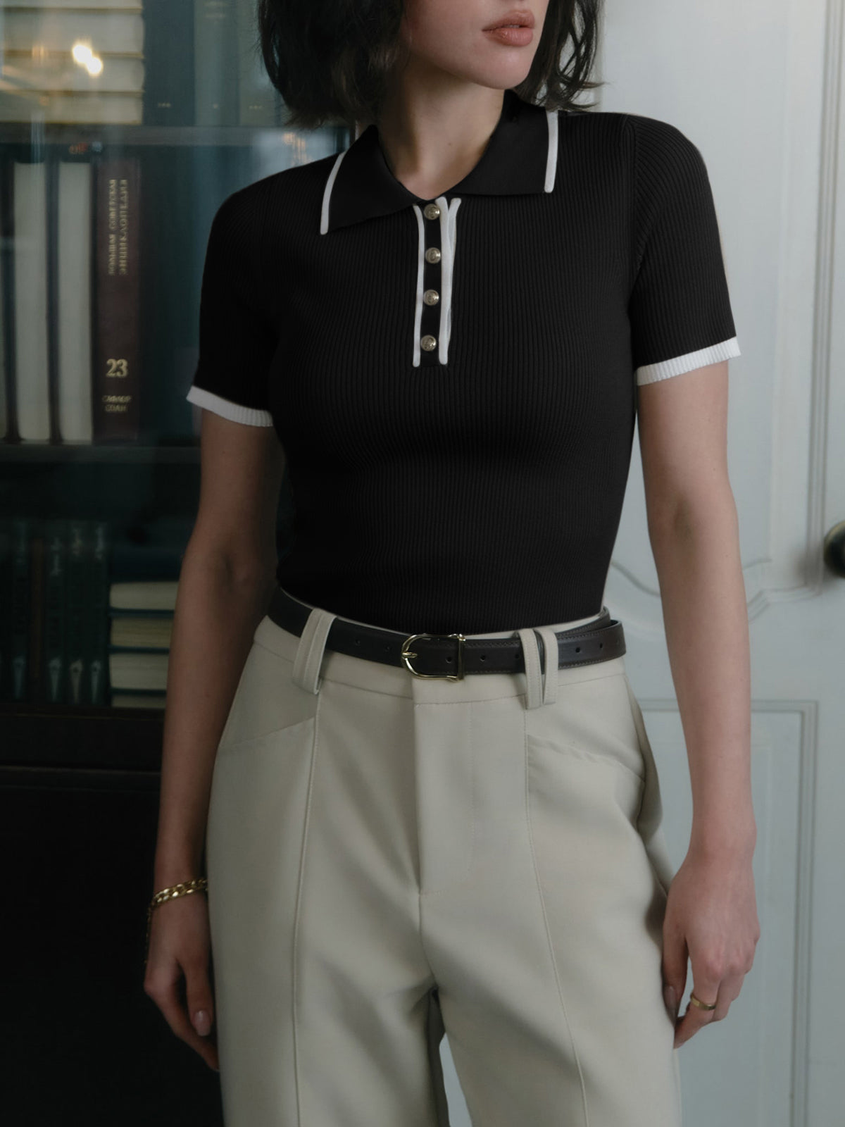 Women's Polo with Contrast Lining | Buttoned