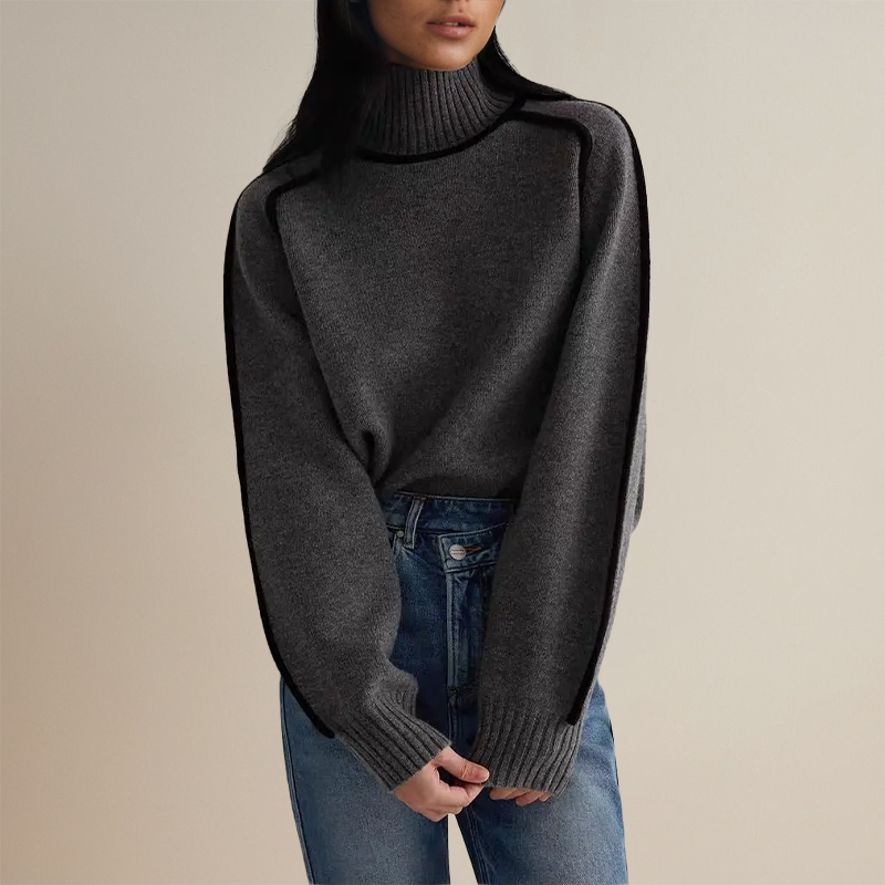 Women's Turtleneck Sweater | Contrast Detail