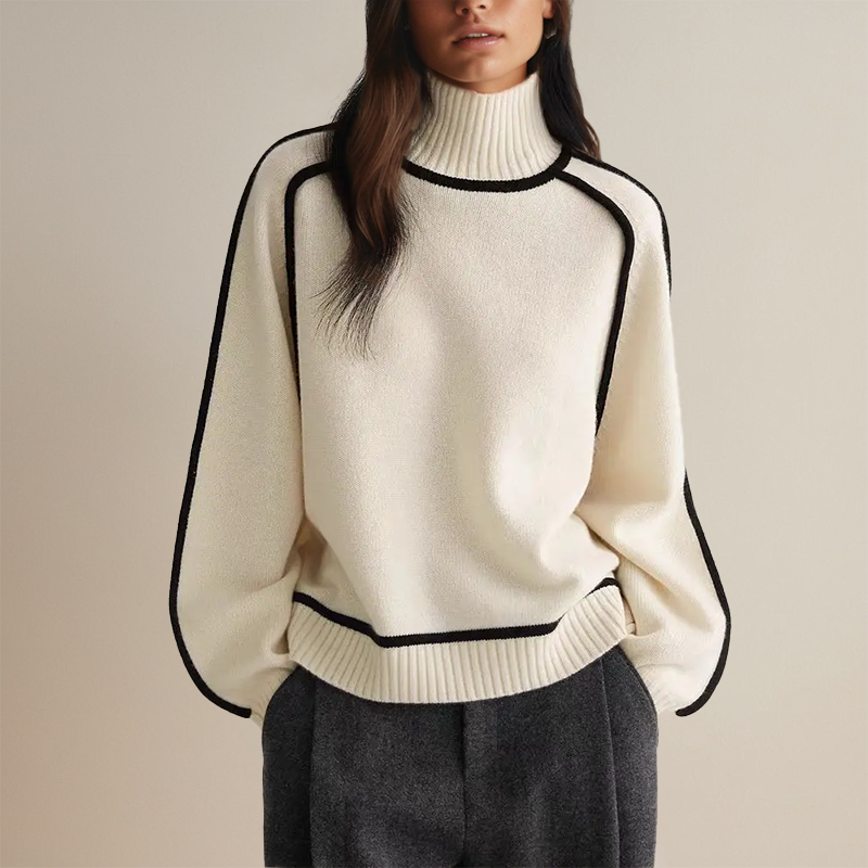 Women's Turtleneck Sweater | Contrast Detail