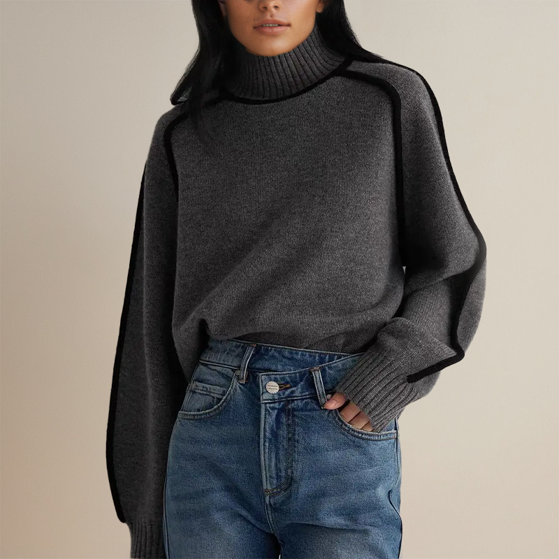 Women's Turtleneck Sweater | Contrast Detail
