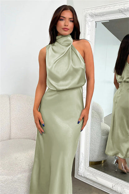 Vestido de Noche de Mujer | Cuello Drapeado