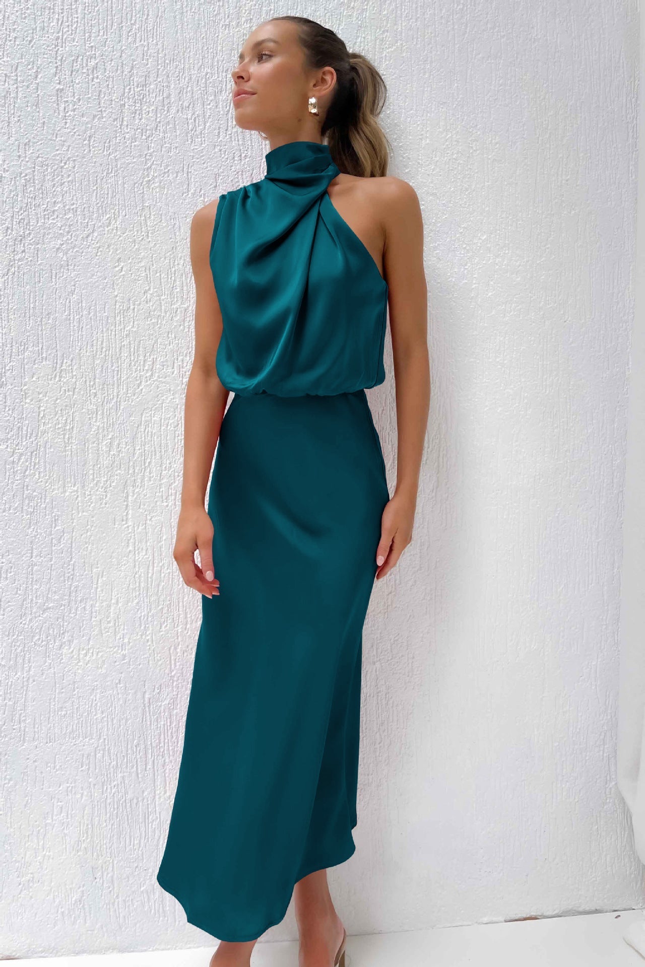 Vestido de Noche de Mujer | Cuello Drapeado