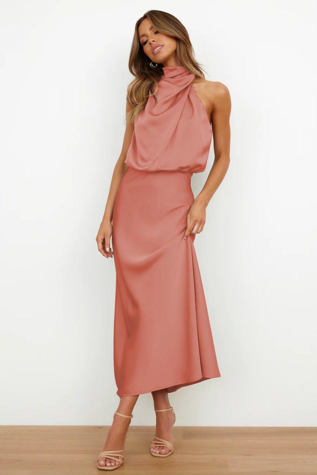 Vestido de Noche de Mujer | Cuello Drapeado
