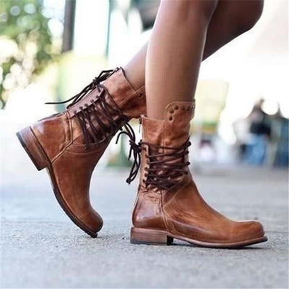 Botas de Mujer con Cordones | Media Pantorrilla