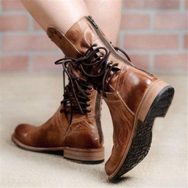 Botas de Mujer con Cordones | Media Pantorrilla