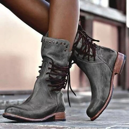 Botas de Mujer con Cordones | Media Pantorrilla