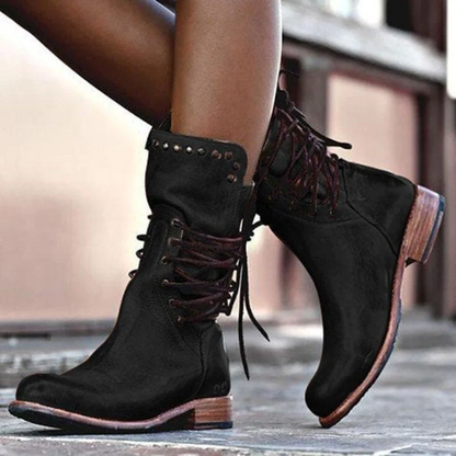 Botas de Mujer con Cordones | Media Pantorrilla