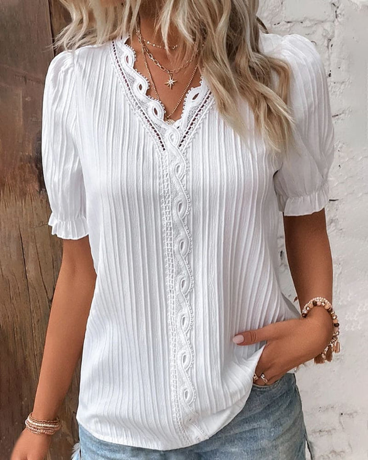 Blusa de Mujer | Encaje Cuello en V