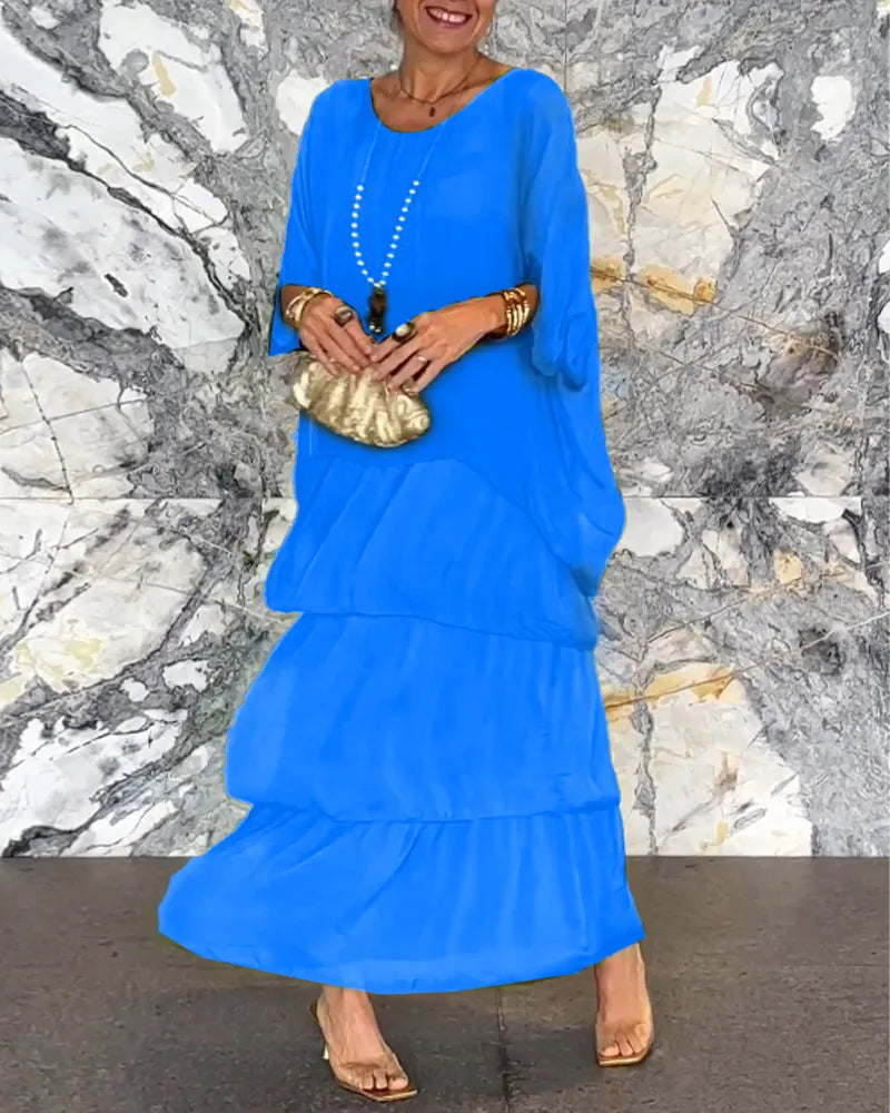 Vestido maxi con cuello halter de mujer | holgado