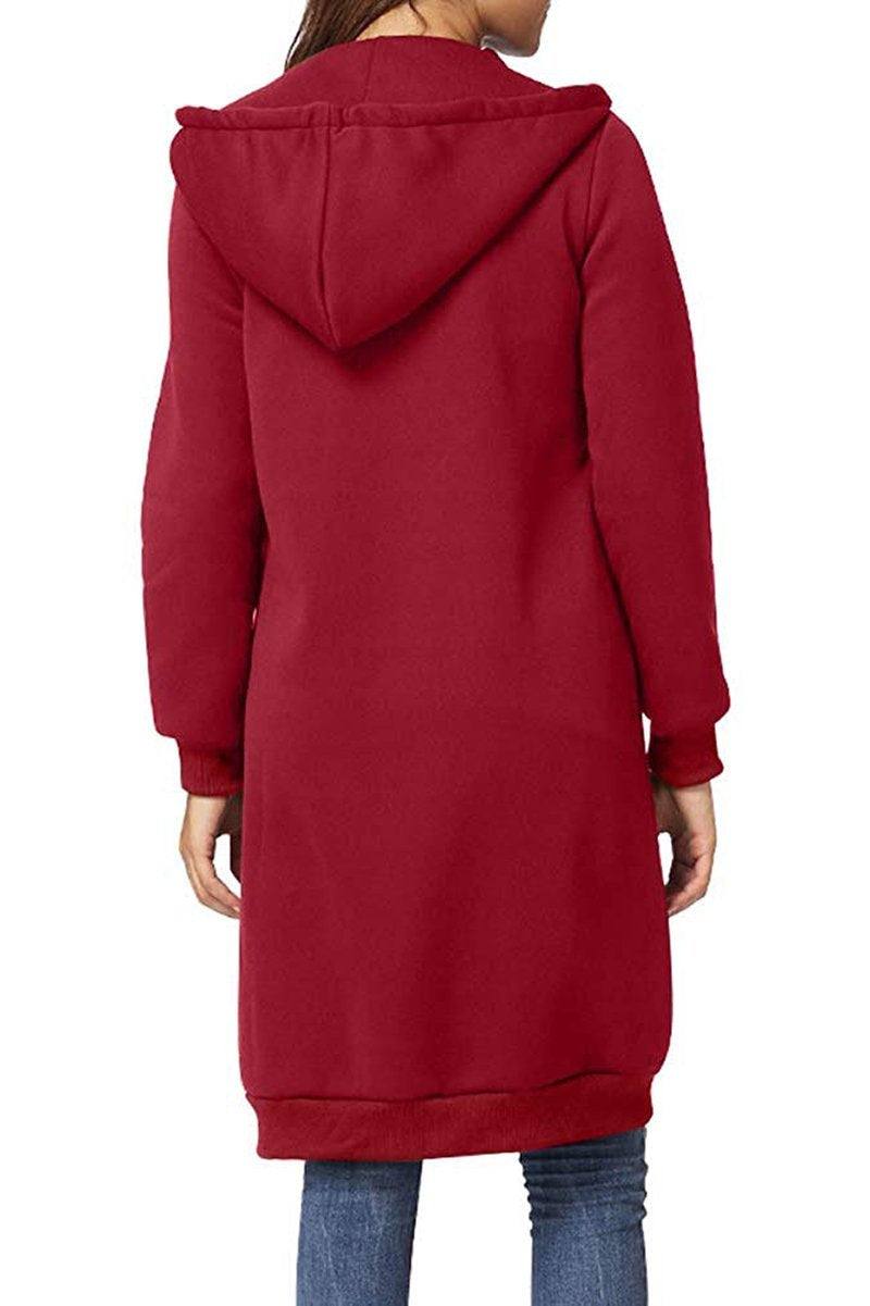 Sudadera con Capucha Larga de Mujer | Cremallera Frontal