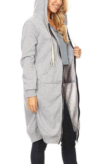 Sudadera con Capucha Larga de Mujer | Cremallera Frontal