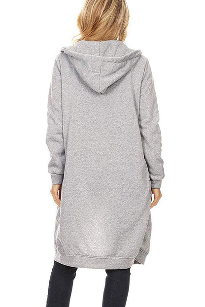 Sudadera con Capucha Larga de Mujer | Cremallera Frontal