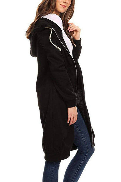 Sudadera con Capucha Larga de Mujer | Cremallera Frontal