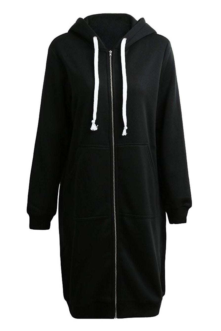 Sudadera con Capucha Larga de Mujer | Cremallera Frontal