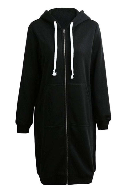 Sudadera con Capucha Larga de Mujer | Cremallera Frontal