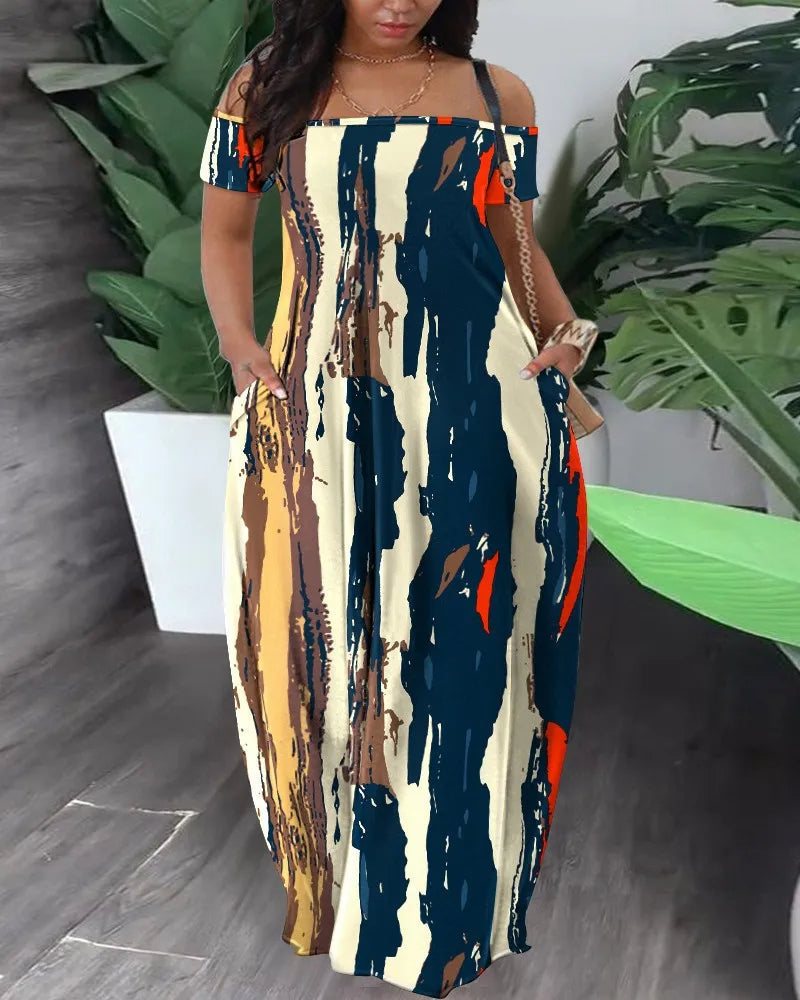Vestido maxi de talla grande de mujer | estampado