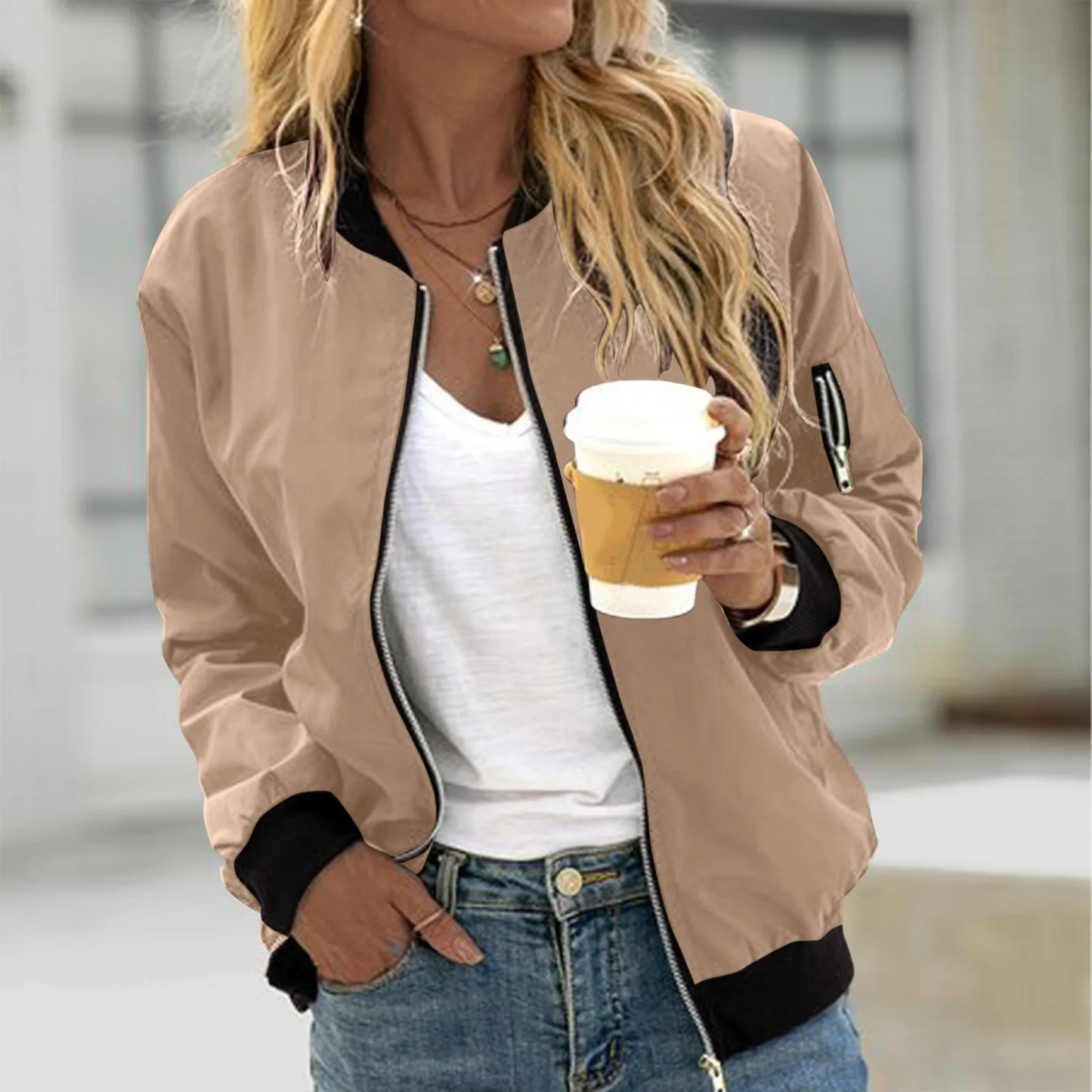 Chaqueta bomber para mujer | Bajo acanalado