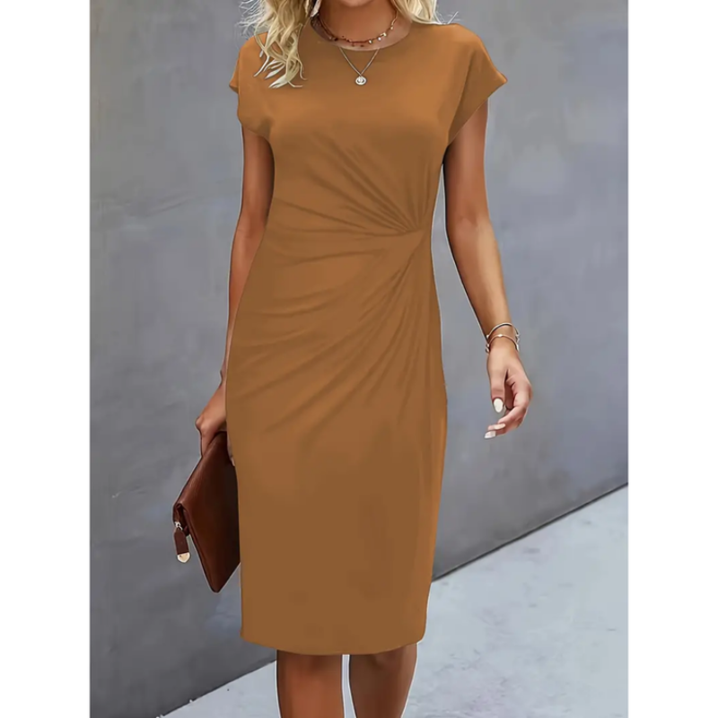 Vestido midi formal de mujer | manga corta