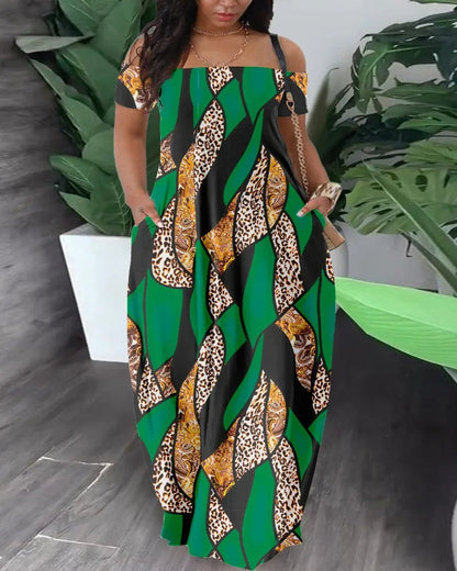 Vestido maxi de talla grande de mujer | estampado