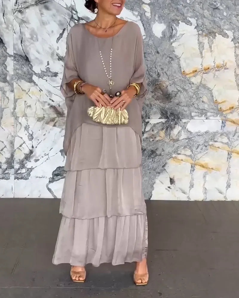 Vestido maxi con cuello halter de mujer | holgado