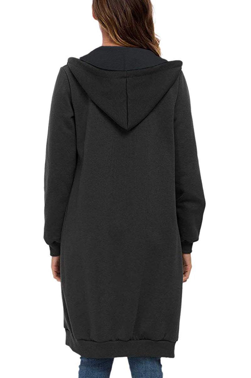 Sudadera con Capucha Larga de Mujer | Cremallera Frontal