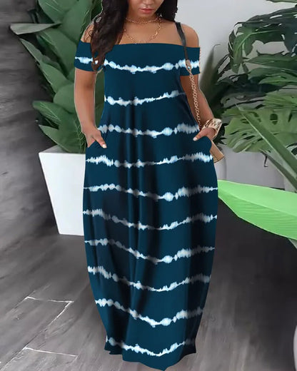 Vestido maxi de talla grande de mujer | estampado
