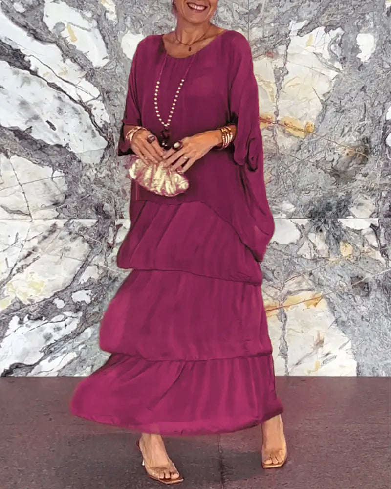 Vestido maxi con cuello halter de mujer | holgado
