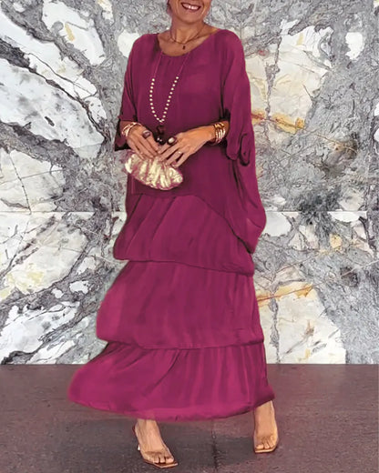 Vestido maxi con cuello halter de mujer | holgado