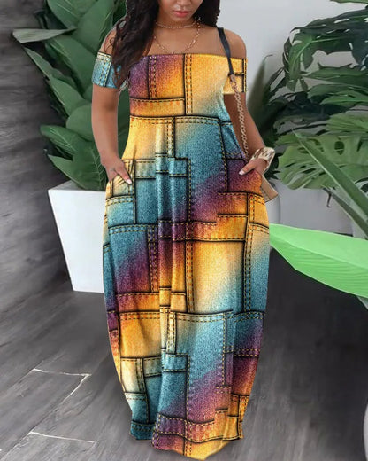Vestido maxi de talla grande de mujer | estampado