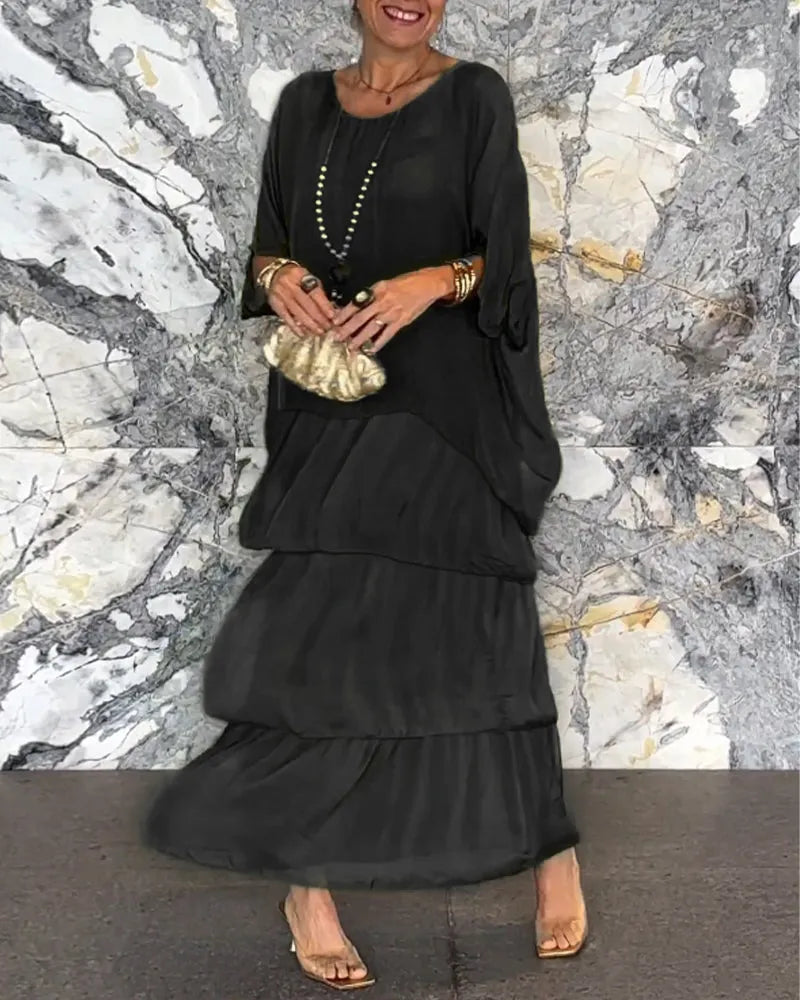 Vestido maxi con cuello halter de mujer | holgado