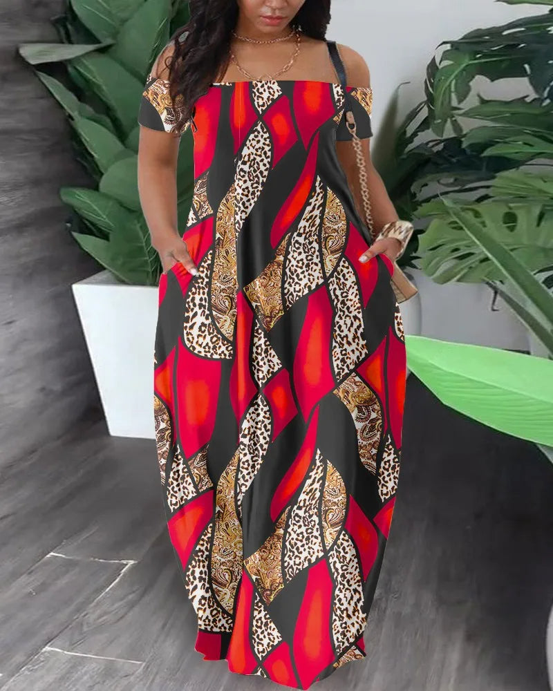 Vestido maxi de talla grande de mujer | estampado