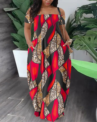 Vestido maxi de talla grande de mujer | estampado