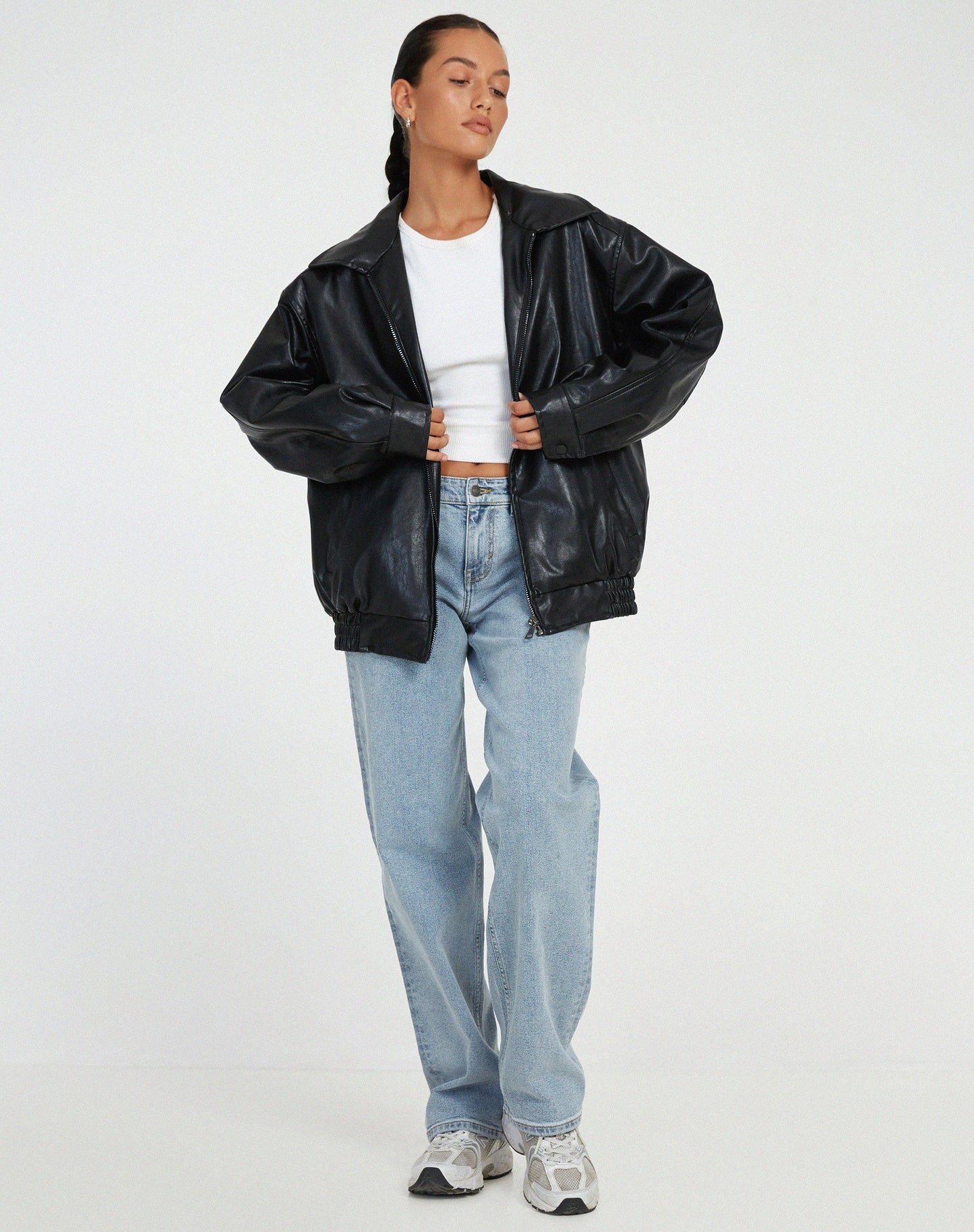 Chaqueta con cremallera oversize para mujer | Cuello ancho