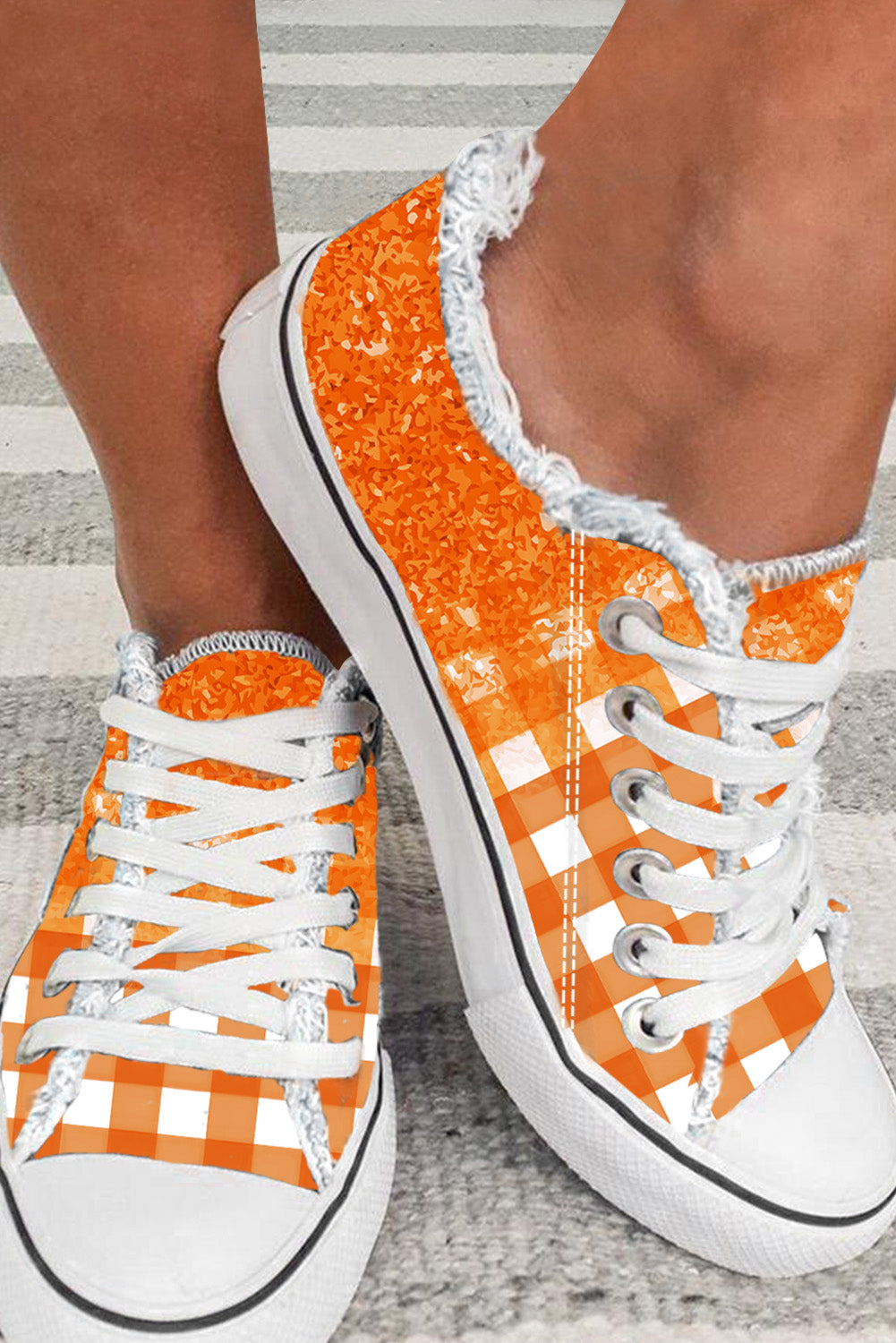 Tenis casuales lona baja diseño cuadros vintage