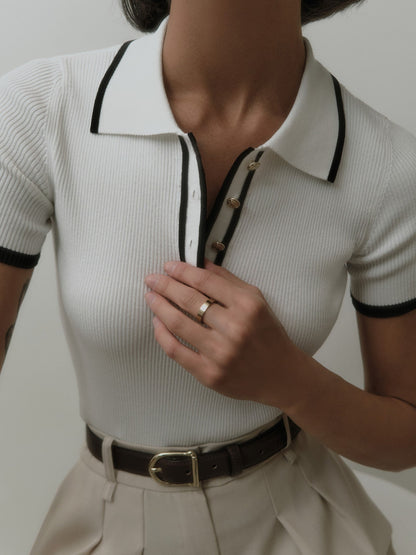 Polo de Mujer con Forro en Contraste | Abotonado