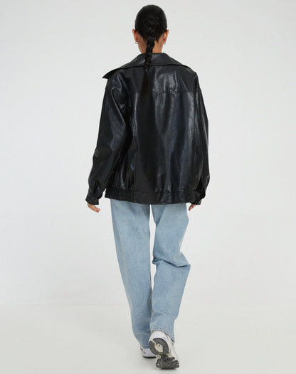Chaqueta con cremallera oversize para mujer | Cuello ancho