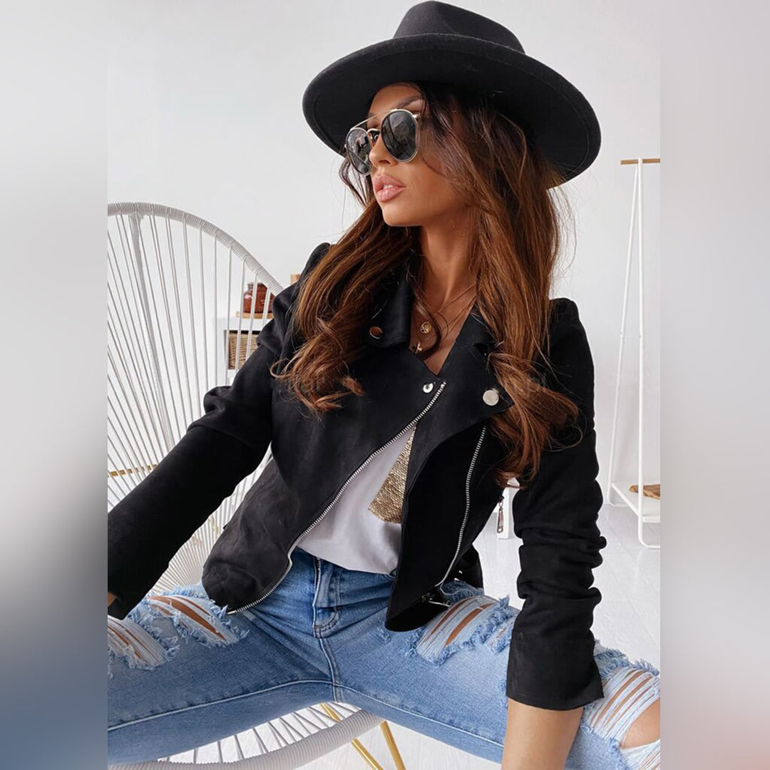 Chaqueta moto para mujer | Cremallera asimétrica