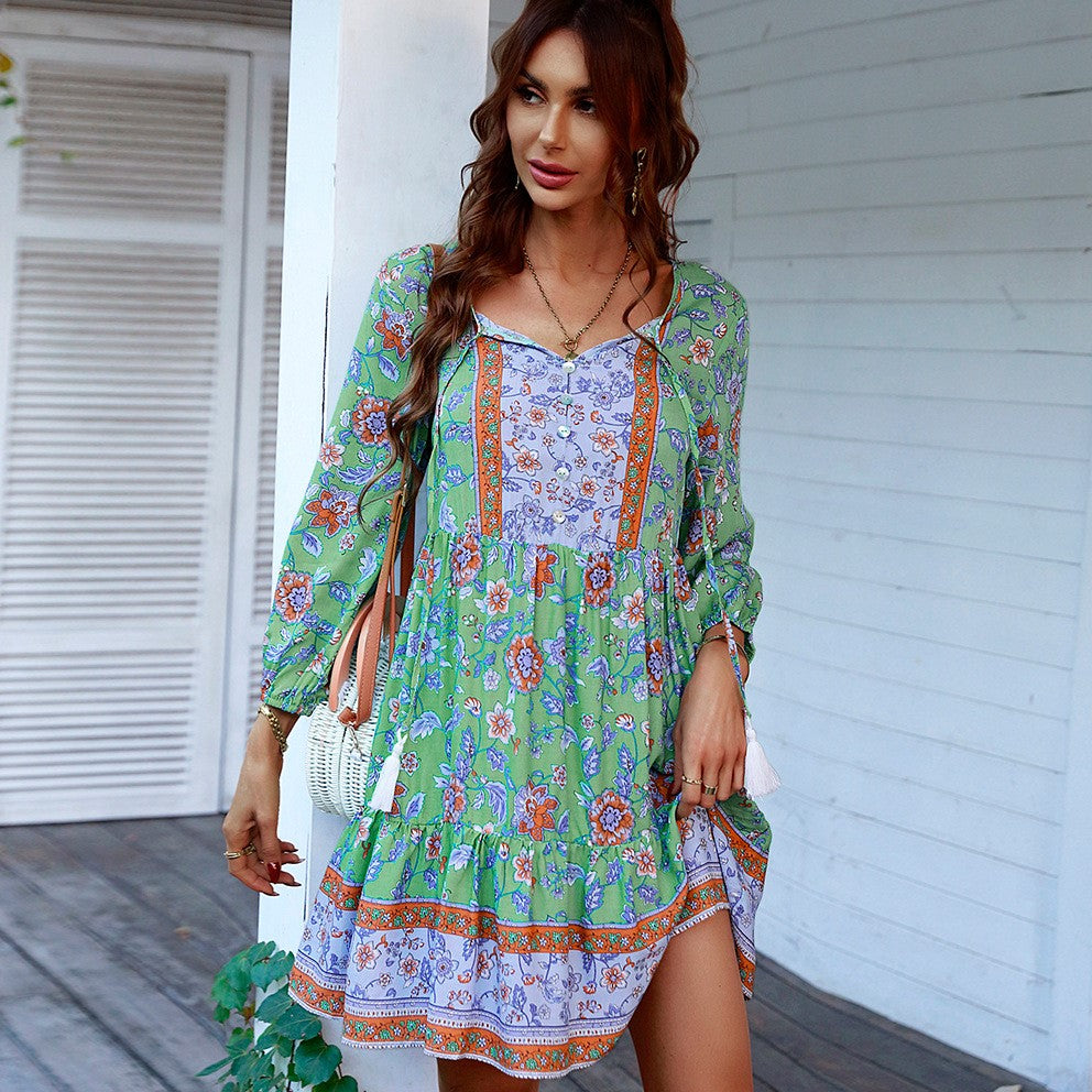 Vestido corto boho de flores