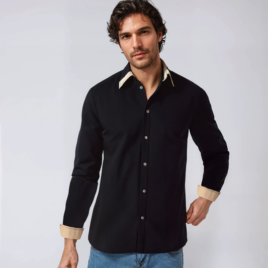 Camisa Abotonada de Hombre | Detalle Contraste