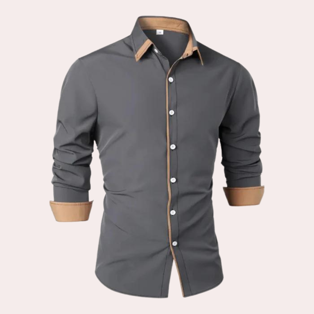 Camisa Abotonada de Hombre | Detalle Contraste