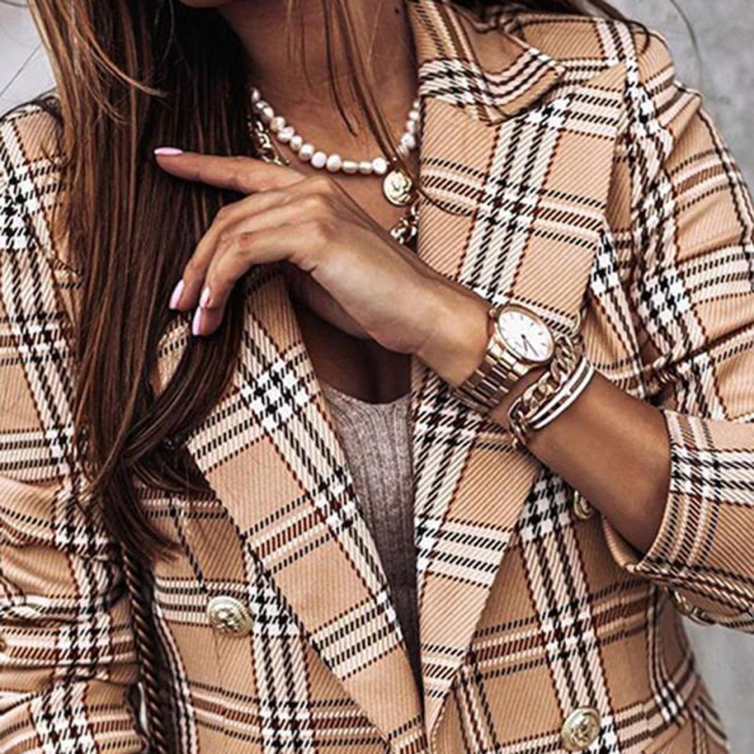 Blazer de Mujer con Solapa Grande | A Cuadros