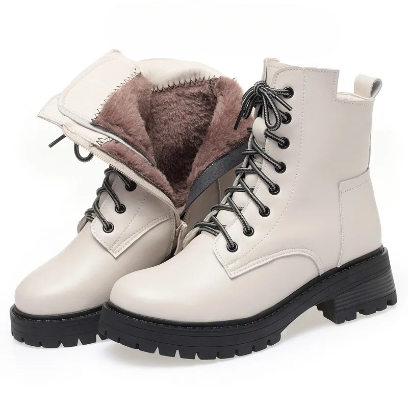 CozyStep Botas de invierno para mujer - cálidas, antideslizantes y elegantes - cuero auténtico