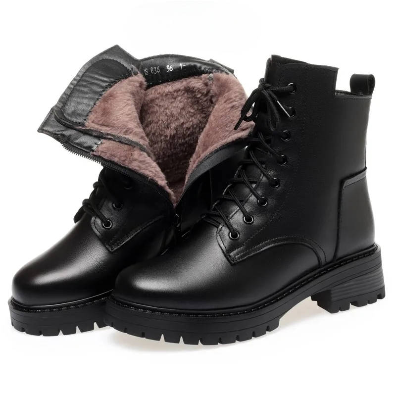 CozyStep Botas de invierno para mujer - cálidas, antideslizantes y elegantes - cuero auténtico