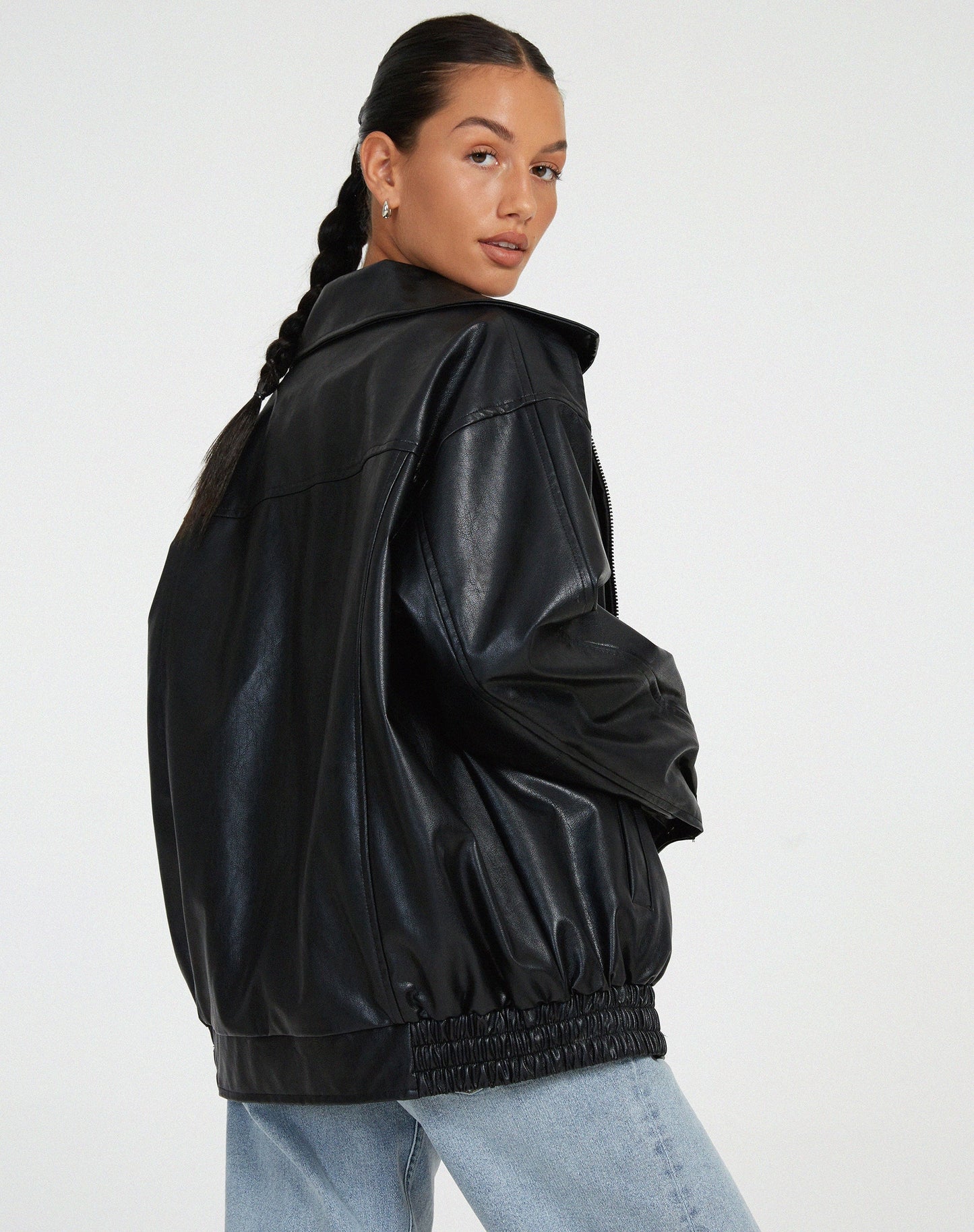 Chaqueta con cremallera oversize para mujer | Cuello ancho